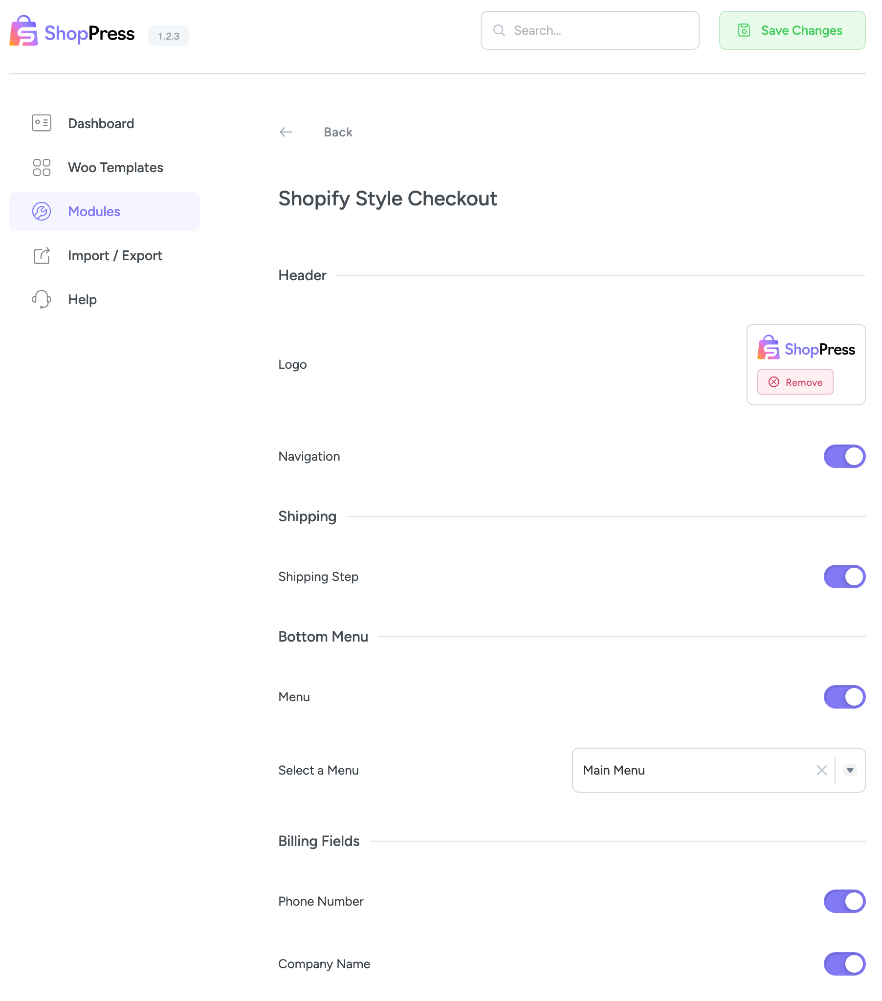 Shopify Style Checkout Page