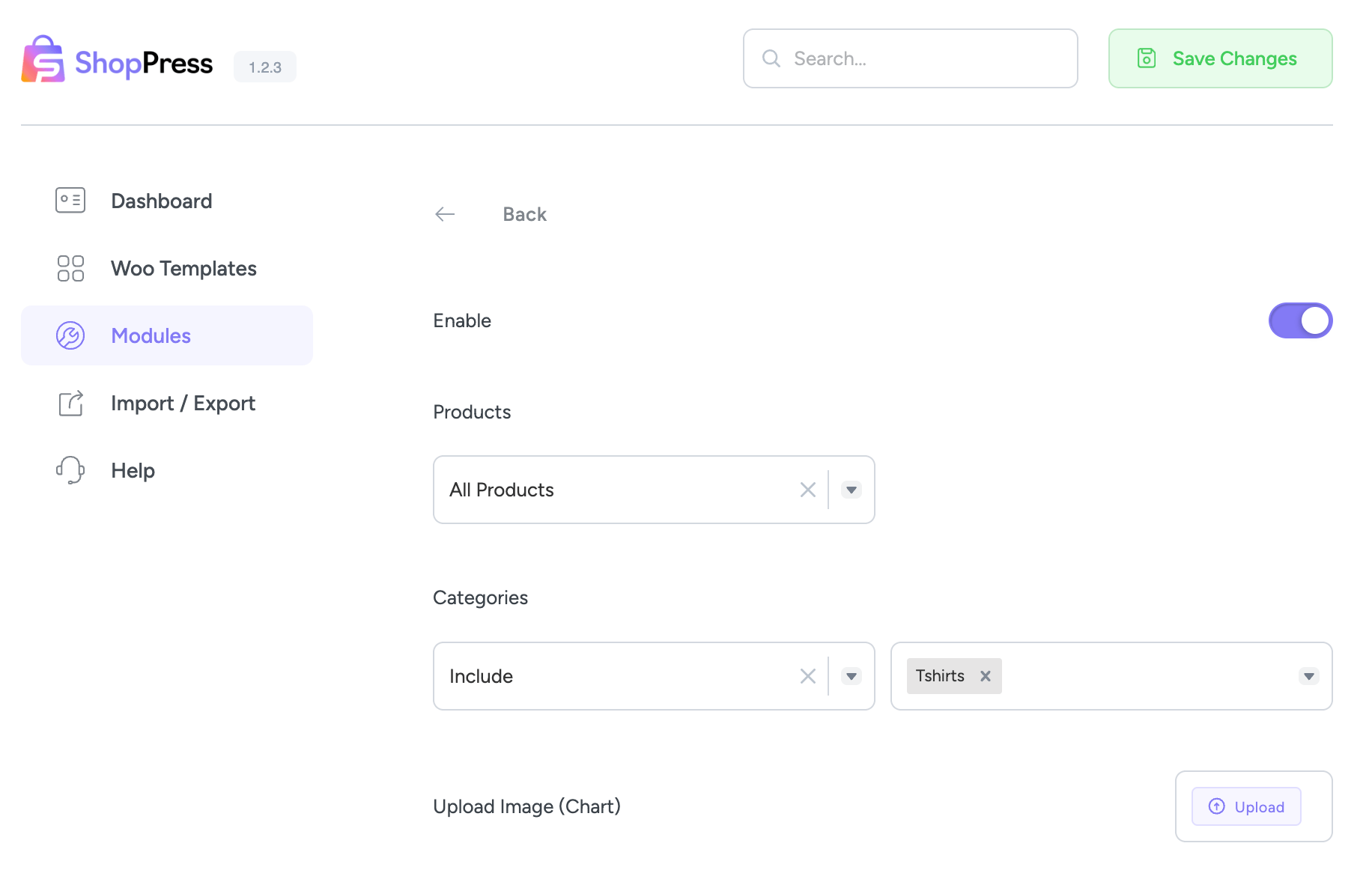 WooCommerce Size Chart