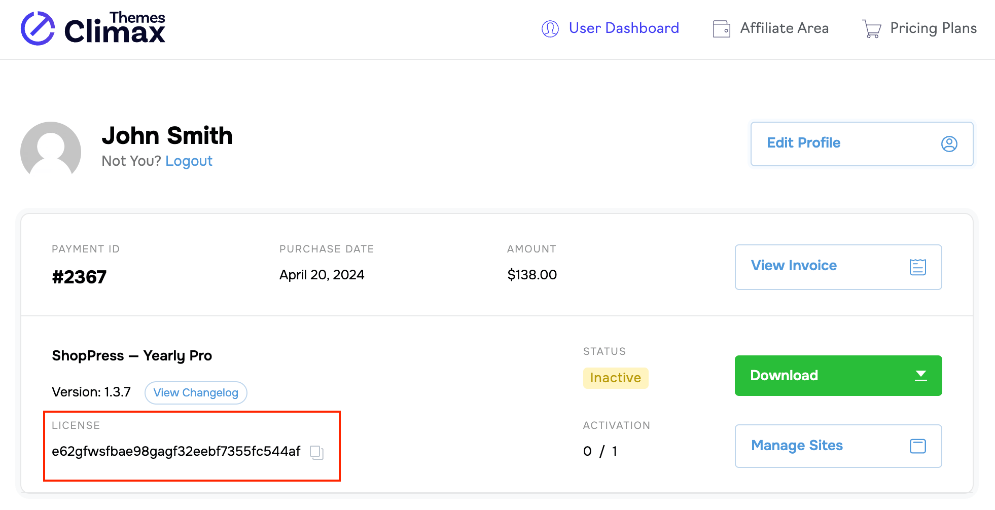 Activating ShopPress