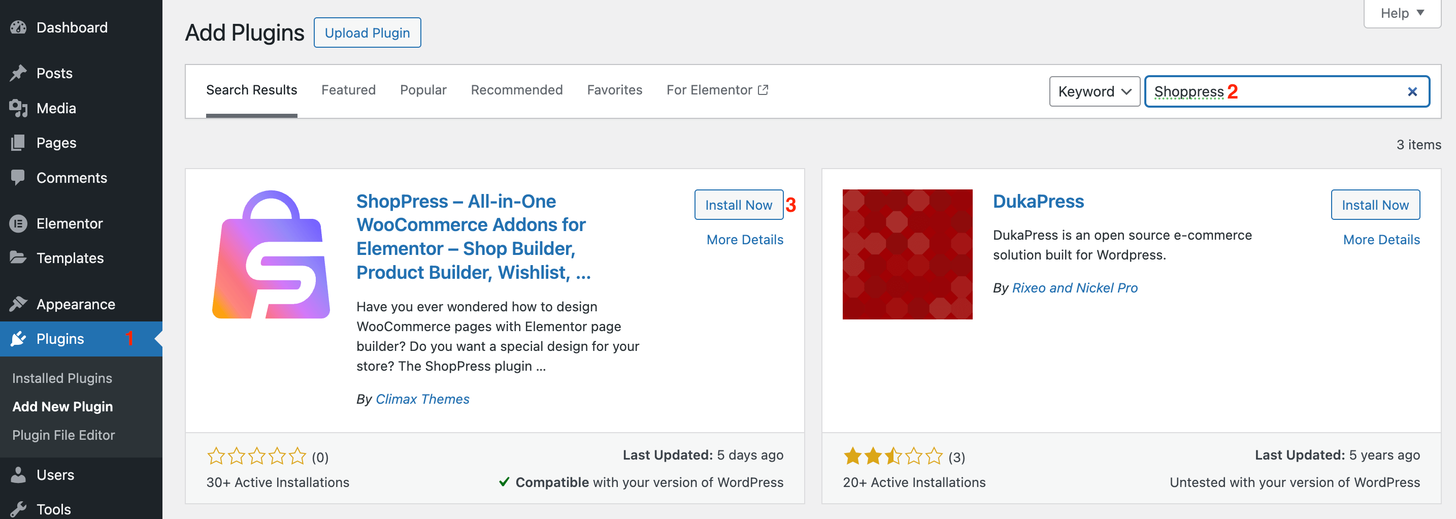 Installing ShopPress