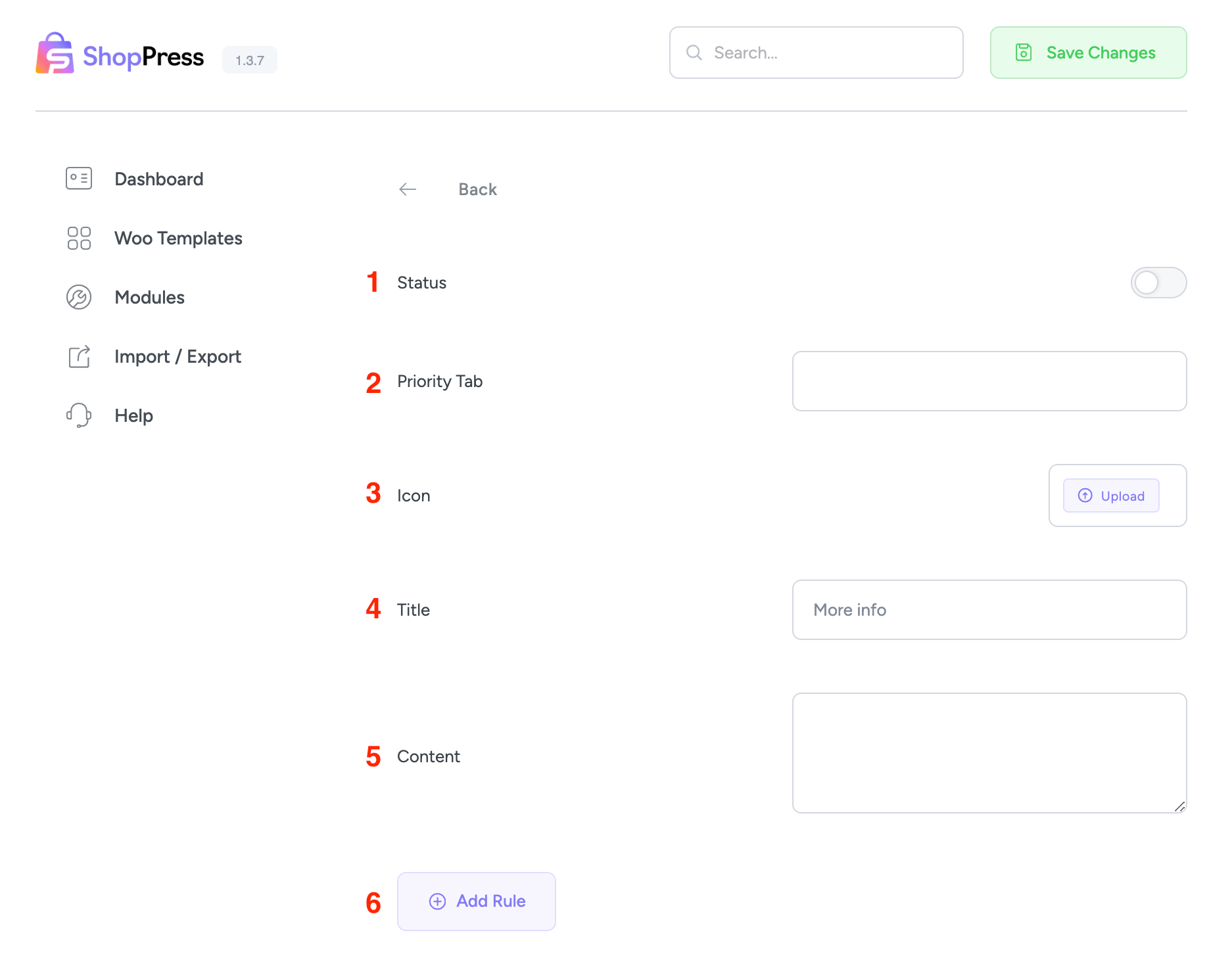 Woocommerce Product Tabs Manager Settings