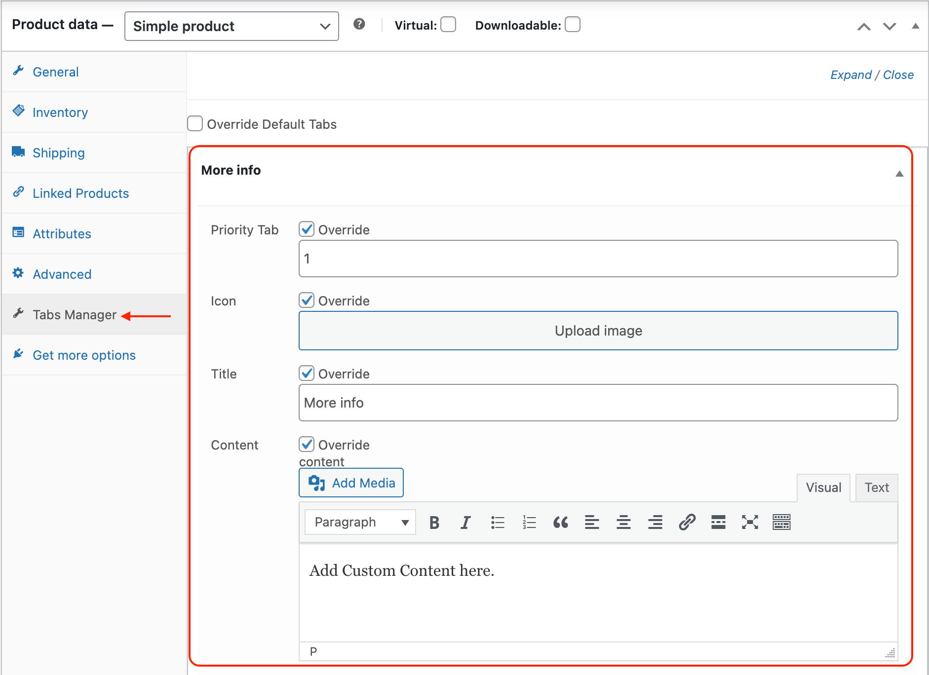 Woocommerce Product Tabs Manager