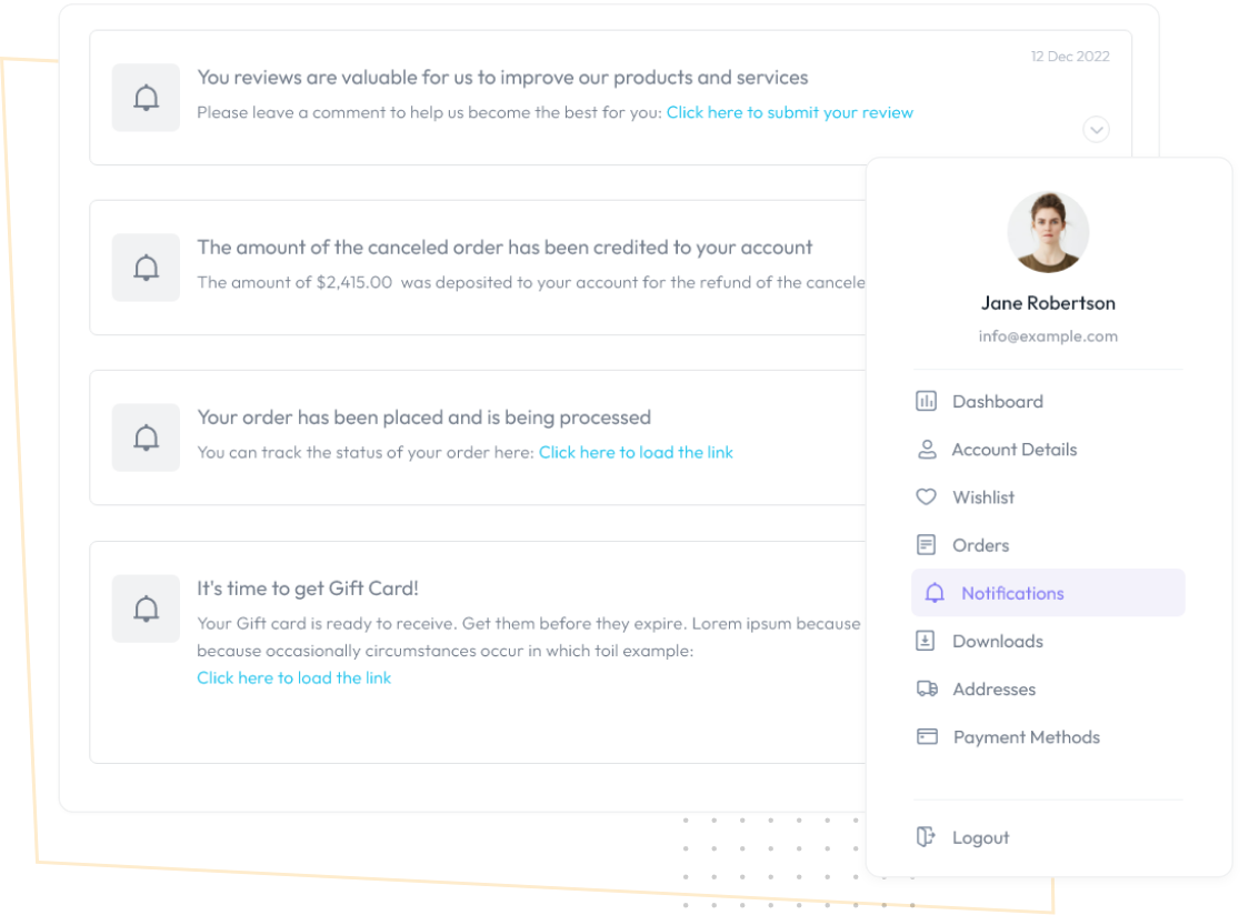 User Notifications - ShopPress