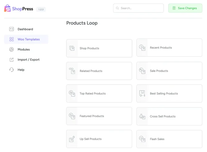 ShopPress Products Loop templates for shop, recent, best selling and featured products