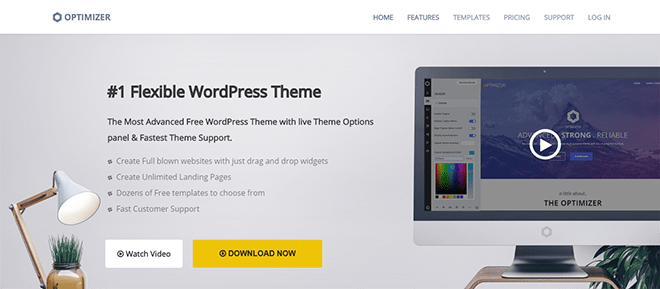 Optimizer free WordPress theme demo