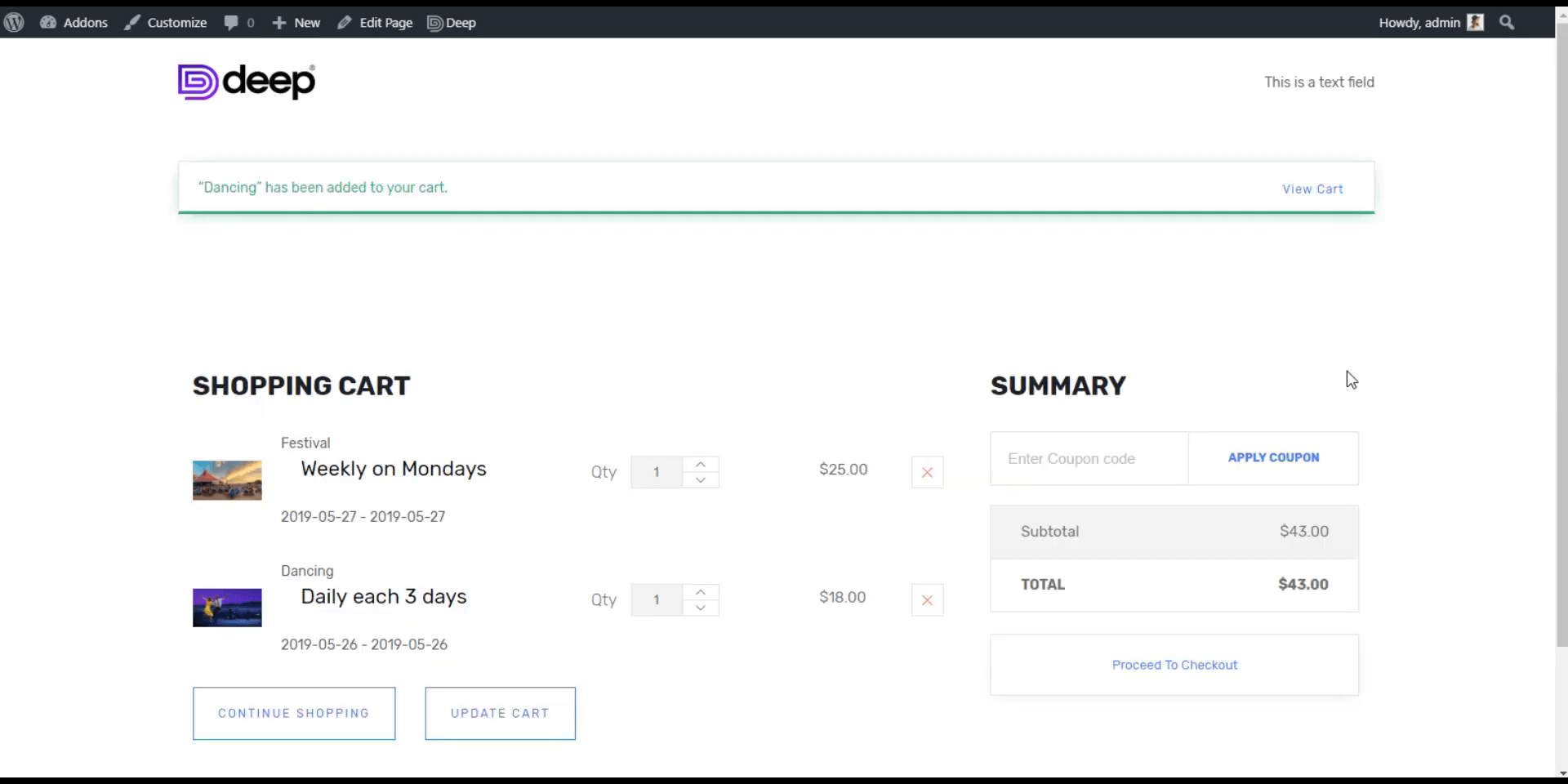 WooCommerce Einkaufswagen | Modern Events Calendar