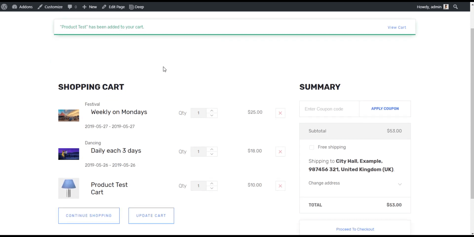 WooCommerce Einkaufswagen | Modern Events Calendar