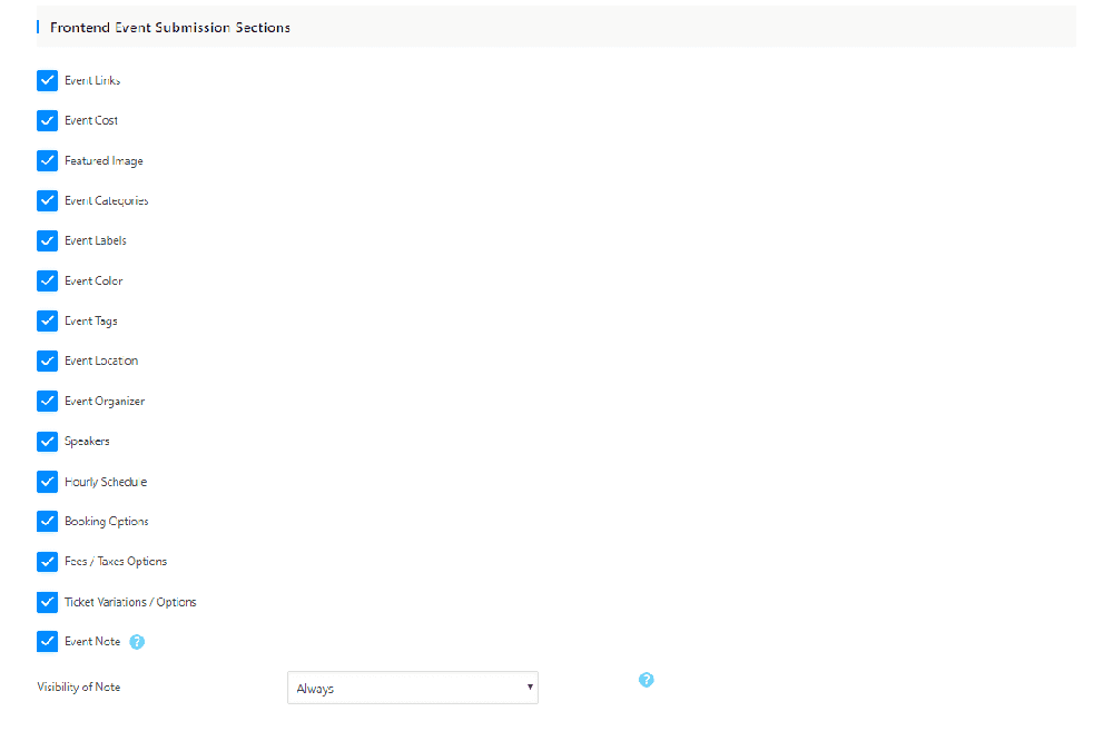 Frontend Event Submission Settings 2- Admin Area Frontend Event Submission Settings 2- Admin Area