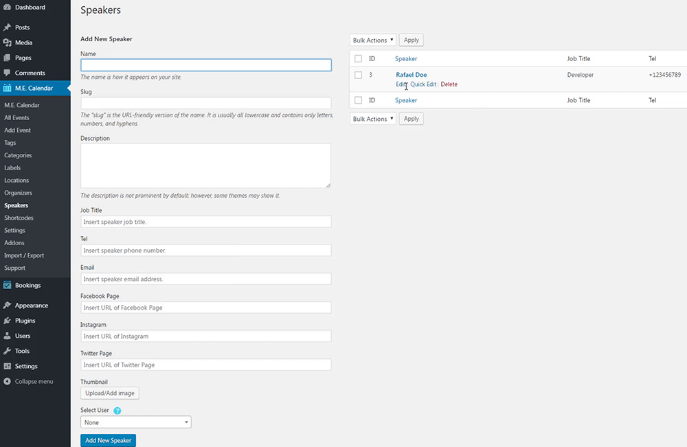 Modern Events Calendar Speakers – Admin Area Modern Events Calendar Speakers - Admin Area
