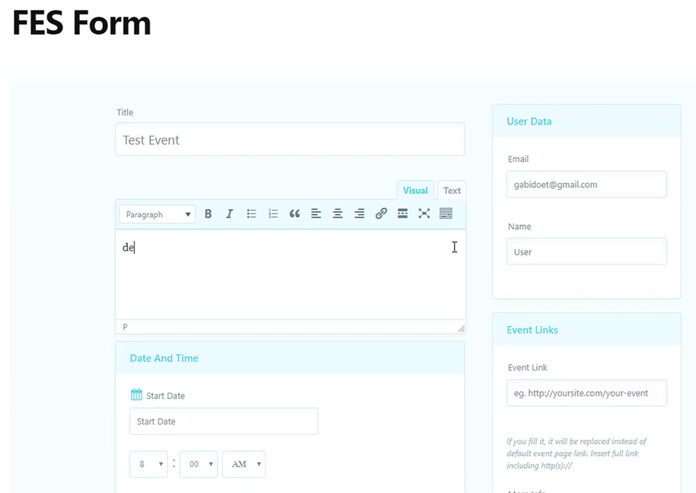 Event Submit Form – Frontend Event Submission Event Submit Form - Frontend Event Submission