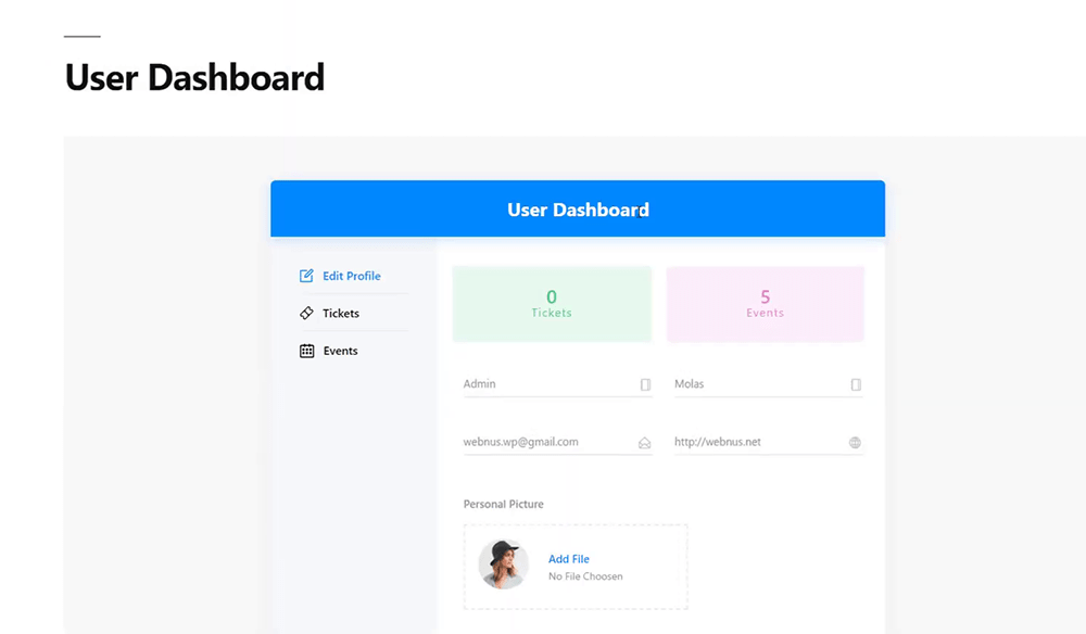 User Dashboard – Modern Events Calendar User Dashboard - Modern Events Calendar