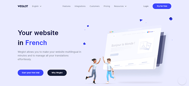 Weglot website translation homepage
