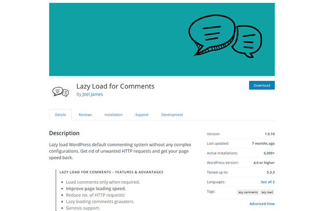 Lazy Load for Comments WordPress Plugin