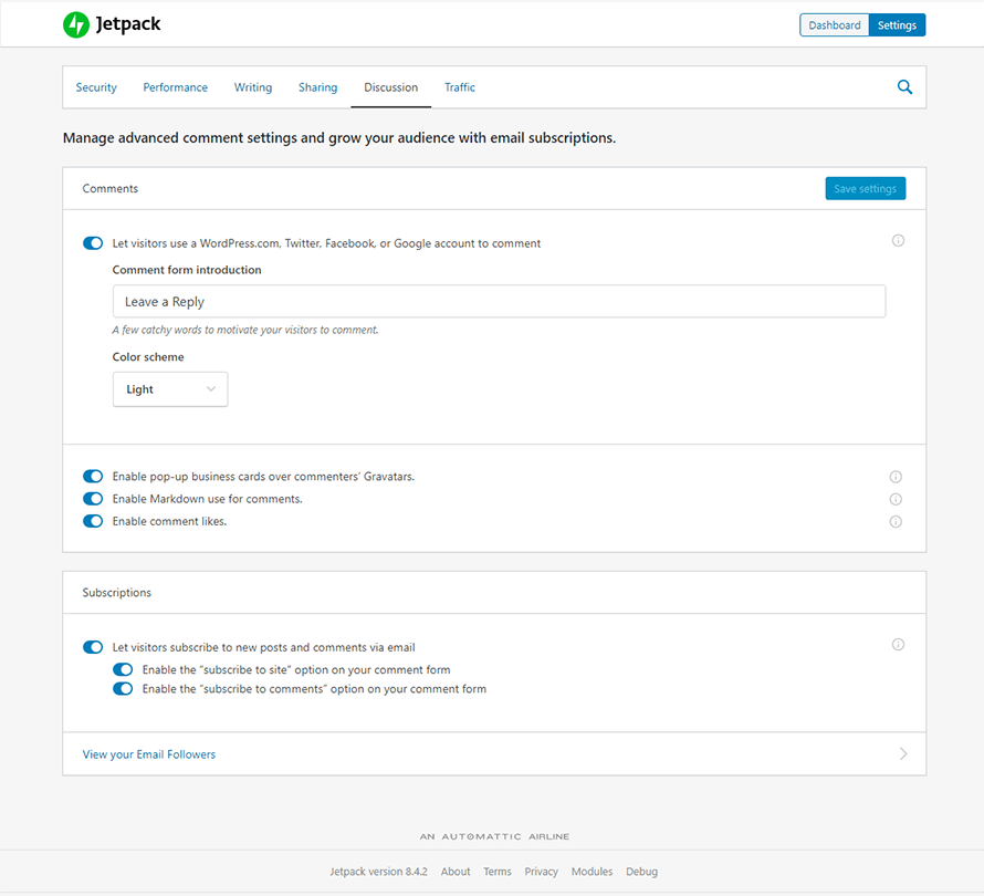 Jetpack Comment Forms Admin Area | Best WordPress Commenting Systems