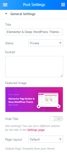 Post Settings | Edit with Elementor Sections Preview | Elementor & Deep WordPress Theme