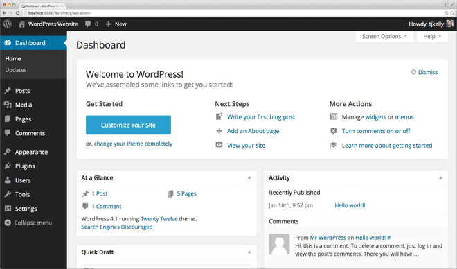 Admin Dashboard | Start Your WordPress Website