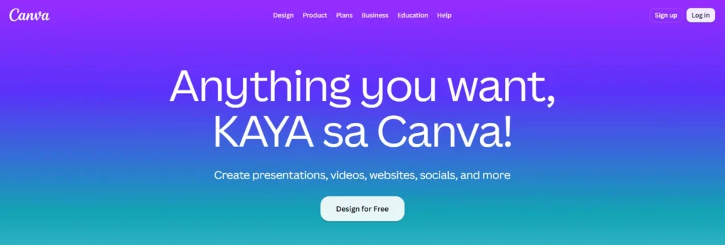 صفحة Canva الرئيسية