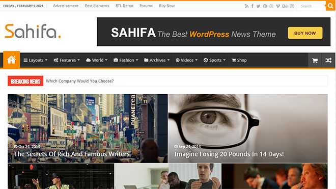 Sahifa | Best Premium WordPress Magazine Theme