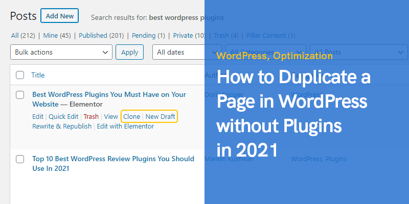 How to Duplicate a Page in WordPress without Plugins in 2021