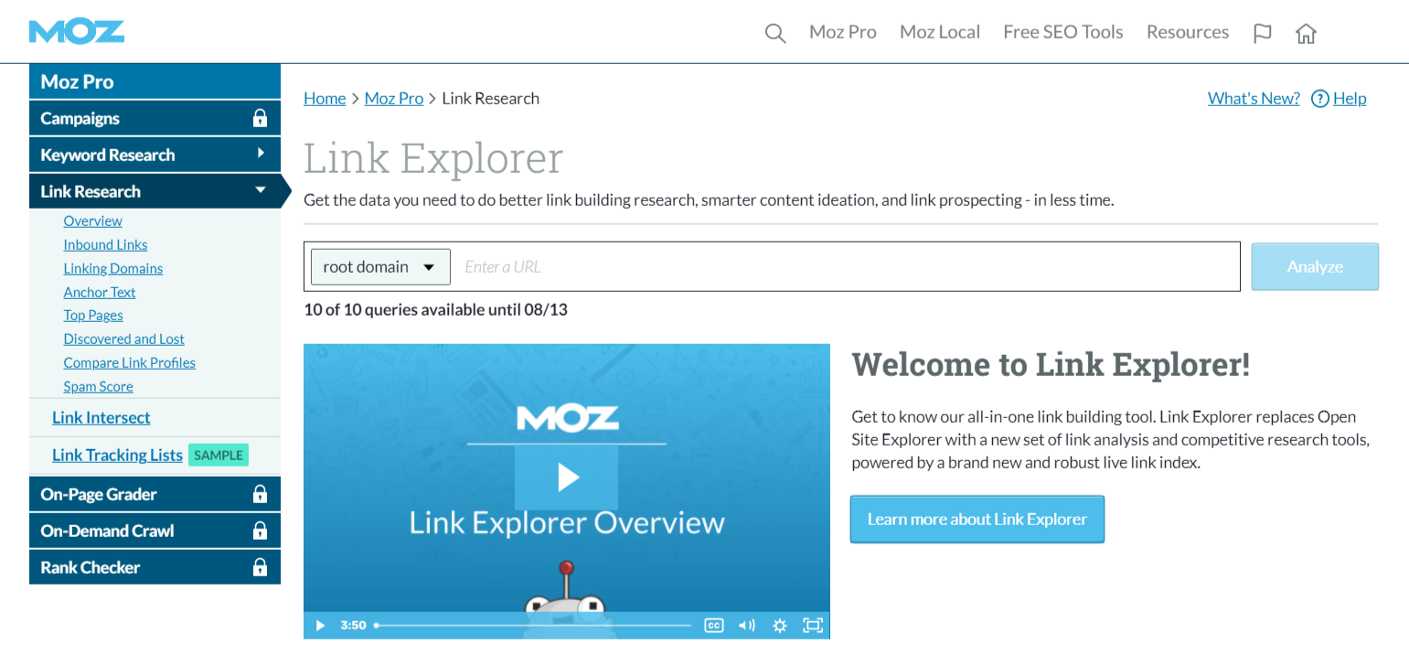 Explorateur Moz