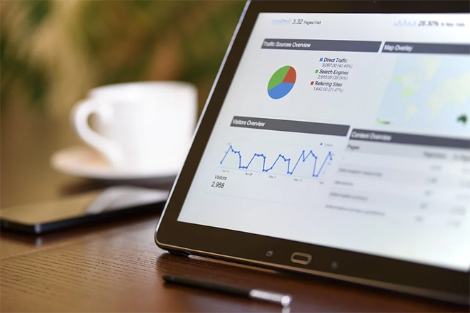 Website performance analytics on a tablet