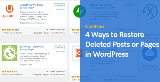 4 Ways to Restore Deleted Posts or Pages in WordPress