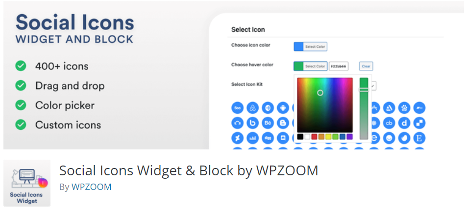 Social Icons Widget & Block by WPZOOM-WordPress plugin