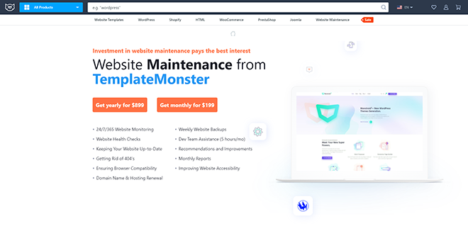 Services de maintenance de site Web de TemplateMonster - www.templatemonster.com