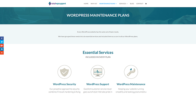 Plans de maintenance Wordpress - Support total WP - totalwpsupport.com
