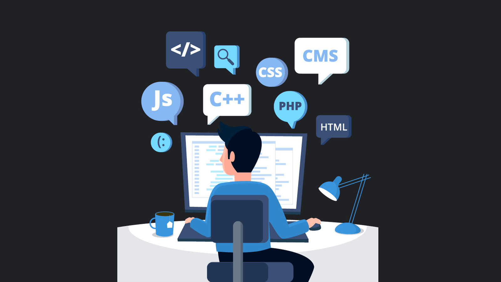 Developer working with web technologies