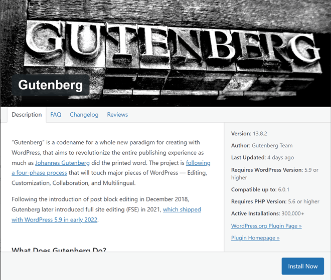 Gutenberg Installation