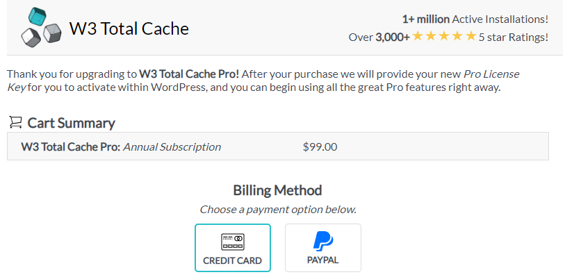 W3 Total Cache Pricing