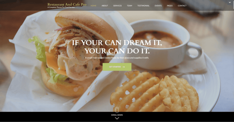 Coffee shop WordPress theme with a social media focus