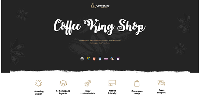 CoffeeKing coffee shop WordPress theme demo
