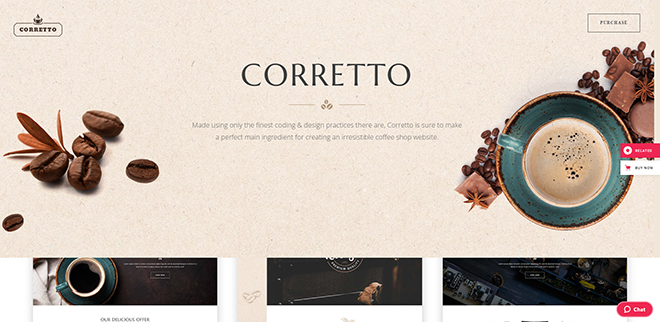 Corretto coffee shop WordPress theme demo