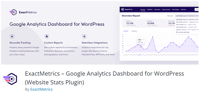 Plugin de panel de control ExactMetrics para Google Analytics en WordPress