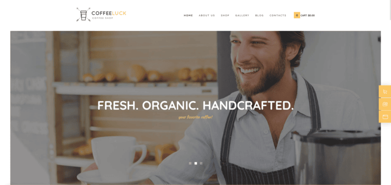 Rustic coffee shop WordPress theme design