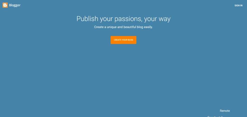 Screenshot of [blogger.com](https://blogger.com)

 website homepage.