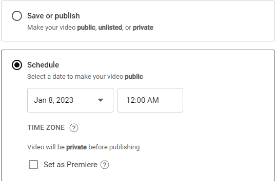 Ein YouTube-Video zur späteren Veröffentlichung planen