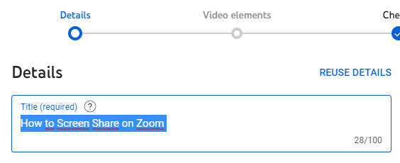 Hinzufügen eines Titels zu einem YouTube-Kurzfilm