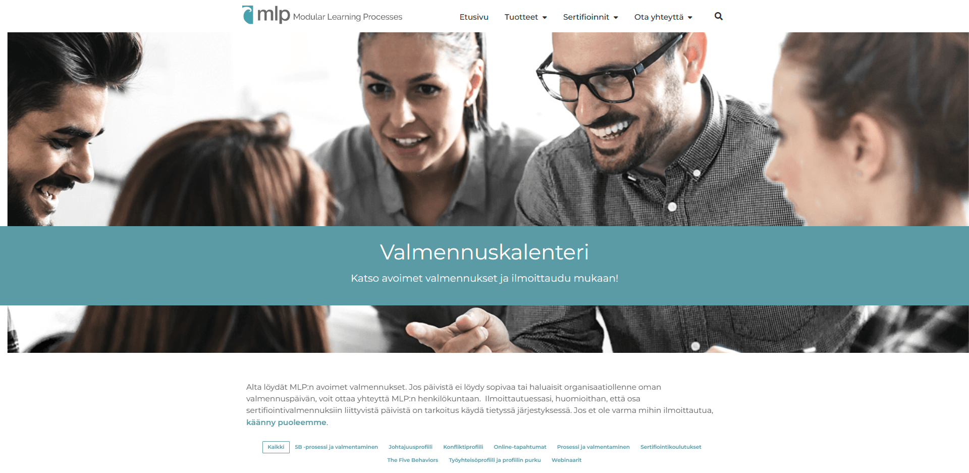 Sitio web de eventos de capacitación y coaching de liderazgo de MLP