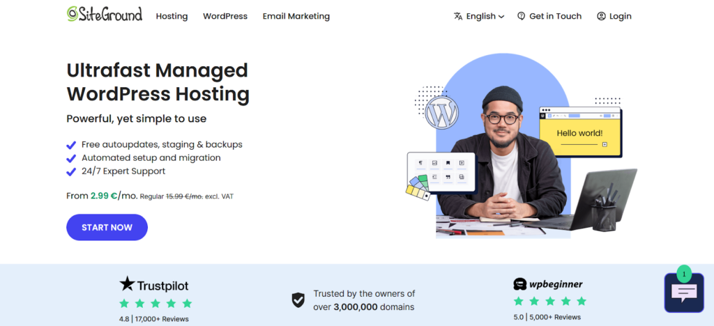 Here we have chosen SiteGround to install WordPress