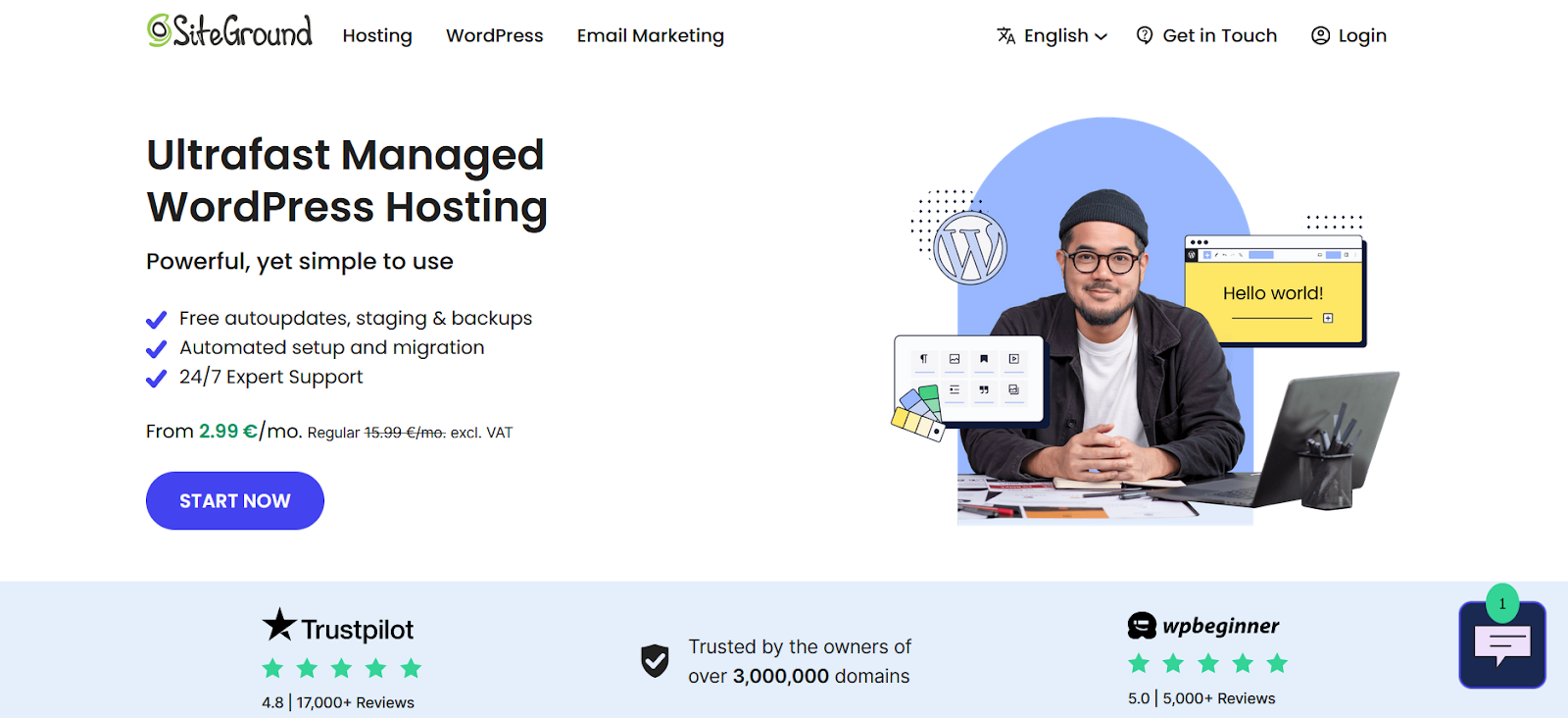 Здесь мы выбрали SiteGround для установки WordPress.