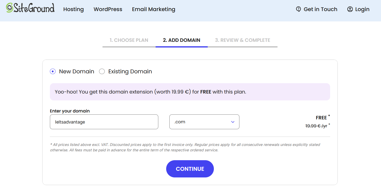 Start by selecting a domain name