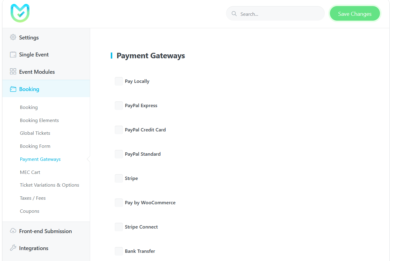 MEC Seamlessly integrate with payment gateways like PayPal and Stripe