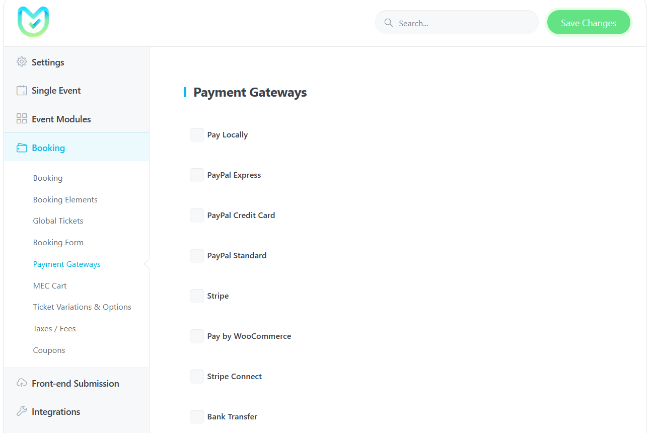 MEC Простая интеграция с платежными шлюзами, такими как PayPal и Stripe.