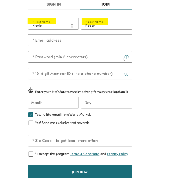 Register form