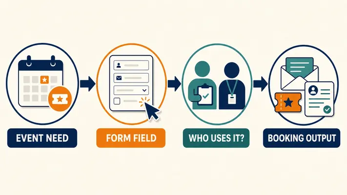 So erstellen Sie ein Veranstaltungsanmeldeformular in WordPress + 6 Vorlagen 1 Workflow für die Planung des Felds „Veranstaltungsregistrierung“ – von der Veranstaltungsanforderung bis zur Buchungsausgabe