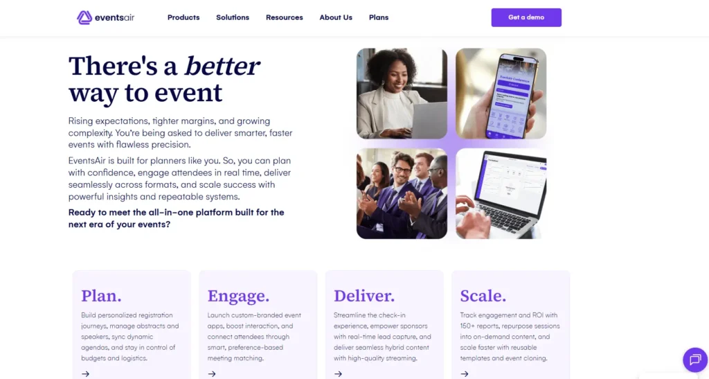 EventsAir landing page for conference professionals