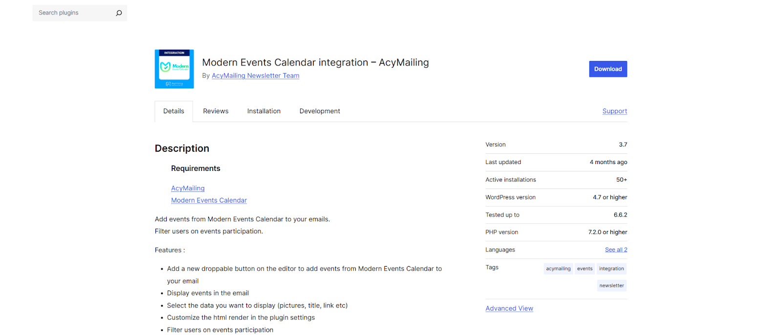 Modern event calendar integration